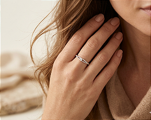 Anel Solitário Cruzado, Cravejado em Prata 925