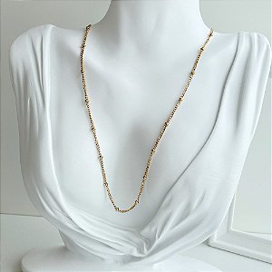 Colar Bolinhas em Aço Banhado a Ouro