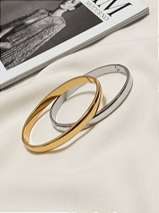 Bracelete Liso Abaulado em Aço Inoxidável