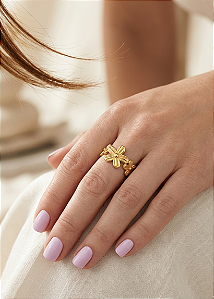 Anel Flores em Aço Inoxidável