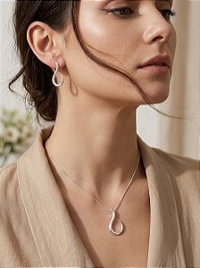 Conjunto Gota Orgânica em Prata 925