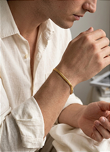 Pulseira Lacraia em Aço Banhada a Ouro