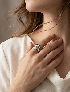 Anel Orgânico Gotas em Aço Inoxidável