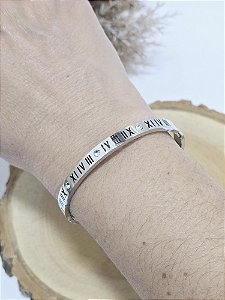 Bracelete Algarismos Romanos em Aço Inoxidável