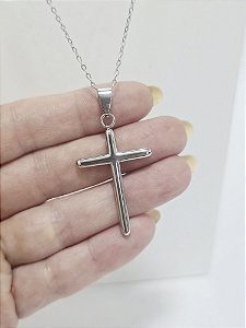 Colar Cruz Arredondada em Aço Inoxidável
