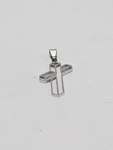 Pingente Cruz 3D em Aço Inoxidável