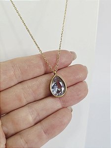 Colar Gota em Aço Banhado a Ouro