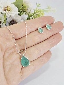 Conjunto Gotas em Prata 925