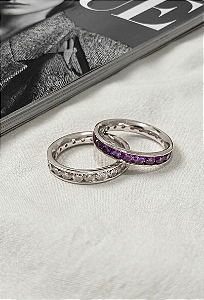 Anéis com Zircônias Coloridas em Aço Inoxidável