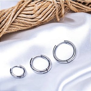 Trio de Argolas Lisas em Aço Inoxidável