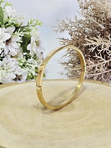 Bracelete Liso em Aço Inoxidável Banhado a Ouro