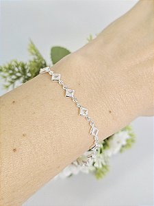 Pulseira Zircônias Losangos em Prata 925