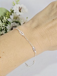 Pulseira Zircônias Retangulares em Prata 925