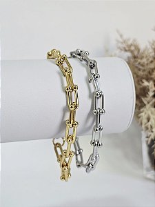 Pulseira Elos com Esferas em Aço