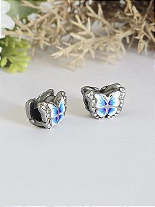 Separador Borboleta Esmaltada Azul em Aço Inoxidável