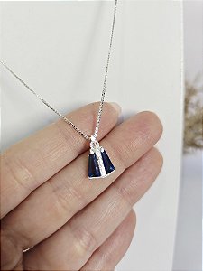Colar Nossa Senhora com Manto em Zircônia Azul
