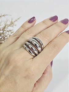 Anel Largo Ondas em Aço Inoxidável