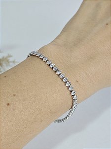Pulseira Riviera Lapidação Navete em Aço Inoxidável