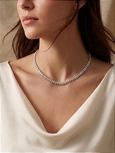 Choker Riviera Lapidação Navete em Aço Inoxidável