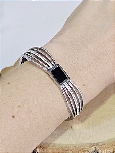 Bracelete Elegance Ônix em Aço Inoxidável