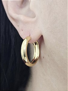 Brinco Argola Clássica em Aço Inoxidável Banhado a Ouro