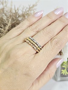 Trio de Anéis Corações em Aço Inoxidável