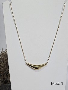 Colar Bean Minimalista Banhado a Ouro em Aço Inoxidável