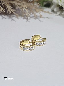 Brinco Argolinha Cravejada em Aço Inoxidável Banhado a Ouro
