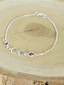Pulseira Infinito Zircônias Rosa em Prata 925
