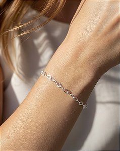 Pulseira Elos Ovais Texturizados em Prata 925