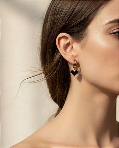 Brinco Argola Click com Pingente Banhado a Ouro Aço Inox