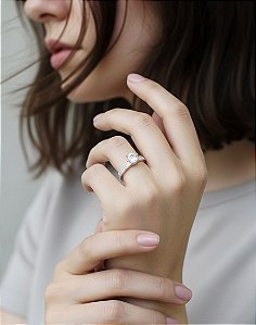 Anel Solitário Luxuoso em Prata 925