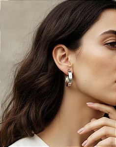 Argola Larga Estilo Bold em Aço Inoxidável