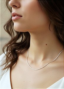 Colar Malha Pipoca Fina em Prata 925