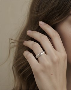 Anel Aliança Corações Vazados Prata 925