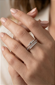 Anel Triplo Corações Prata 925 com Zircônias