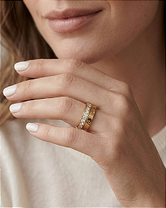 Duo de Anéis Zircônia Inox