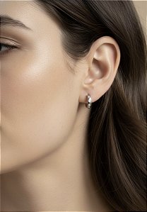 Argola Click Bold em Aço Inoxidável com Pontos de Luz