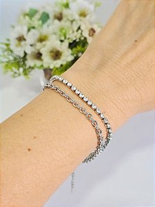 Pulseira Dupla em Aço Inoxidável - Riviera e Elo Português