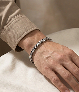 Pulseira Masculina Bizantina em Aço Inoxidável