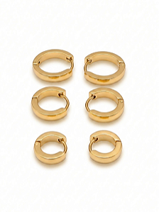 Brinco Argola Click Fita Lisa em Aco Inoxidavel Banhado a Ouro