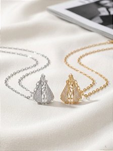 Colar Nossa Senhora Aparecida Cravejado em Aço Inoxidável