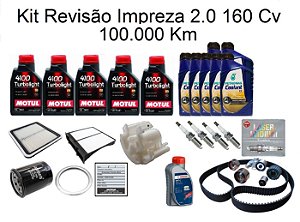 Kit Revisão Subaru Impreza 2.0 160 Cv 100 Mil Km Com Óleo Motul 4100 Turbolight 10W40 Semi-Sintético