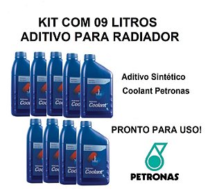 Kit Com 09 Litros Aditivo Radiador Coolant Petronas Pronto Para Uso