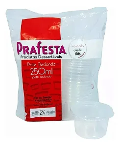 Pote Redondo 250ml com tampa PRAFESTA