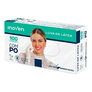 Luva Látex Descartável c/ Pó Inoven C/ 100un
