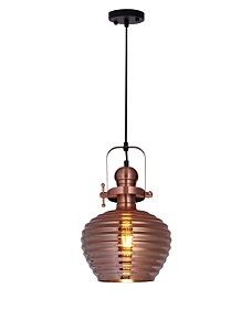 PENDENTE COPPER ROUND METAL E VIDRO COBRE 1XE27