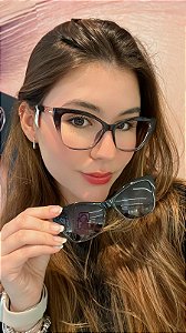 Óculos Feminino Clip-on PRETO Degradê