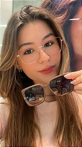 clip-on feminino dourado e nude