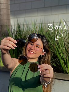 Óculos feminino 3 em 1- hexagonal